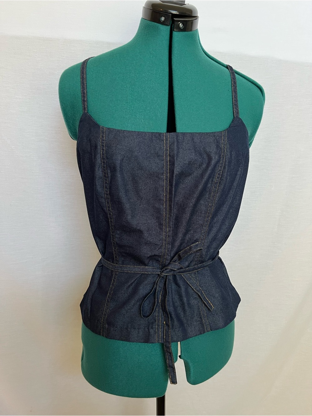 Ann Taylor Dark Blue Denim Wrap Around Spaghetti Strap Top